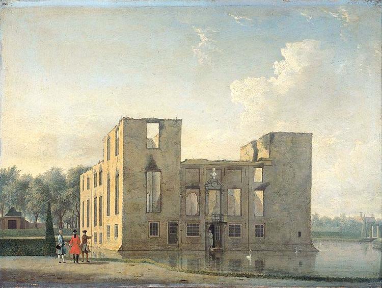Jan ten Compe Berckenrode Castle in Heemstede after the fire of 4-5 May 1747: rear view. Norge oil painting art